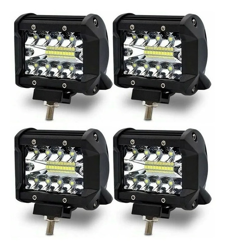 4 Faros Led Reflector Auxiliar Led 60w Combo Spot + Flood