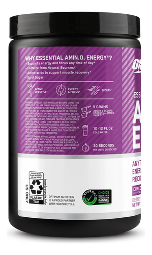 Amino Energy Optimum Nutrition Aminoácidos Bcaa Con Cafeína