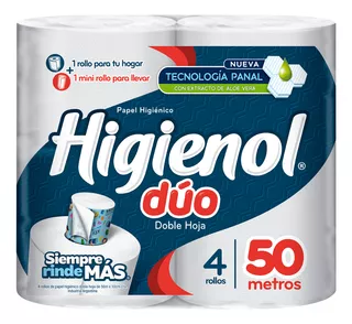Papel Higienico Higienol Duo 50 Metros Paquete De 4 Unid.
