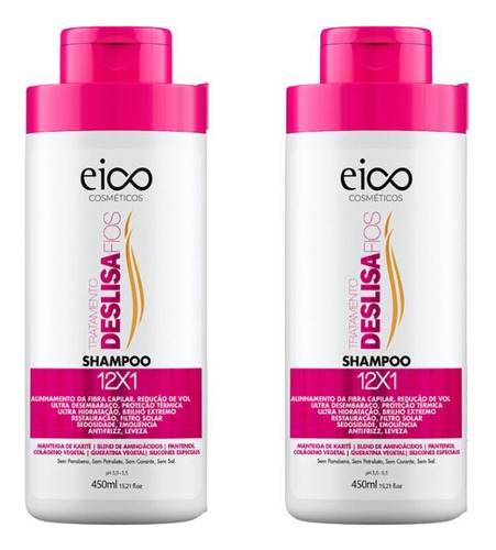 Shampoo Eico 450ml Deslisa Fios - Kits C/2un