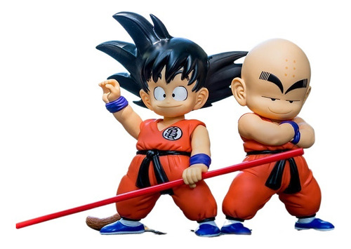 Goku Infantil Krillin Sosteniendo Una Figura De Palo