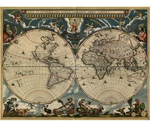 Foto De Parede 75x100cm Mapa Mundial Retrô - Old17