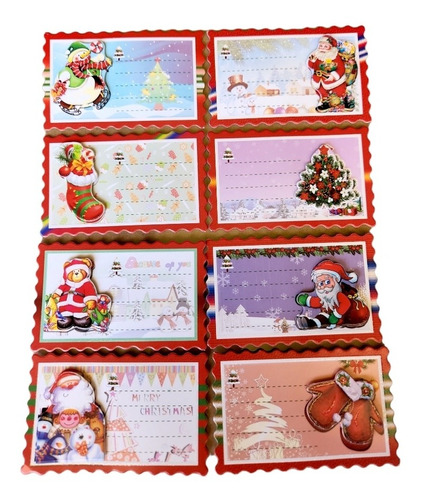 Pack 8 Etiquetas De Regalo Navidad Relieve Pascua