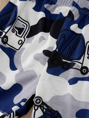 Conjunto De Verano De Algodón Bebé Con Estampado Camuflaje Azul Oscuro 2-3 Años
