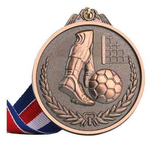 Medalla Deportiva Fútbol Bronce Metálica 5 Cm C/cinta.
