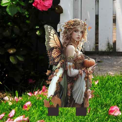 Estaca De Jardín Con Escena De Hadas Plana 2d, Estaca Para