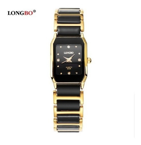 Relógio Mini Feminino Longbo Preto Dourado Black Gold Mod 10