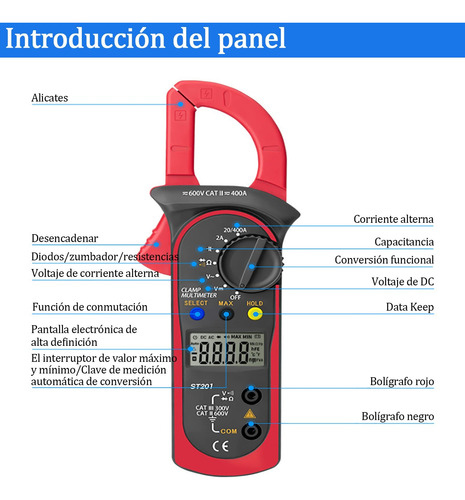 Multimetro Lcd Digital De Pinza Portátil Ac/dc,200v,600a
