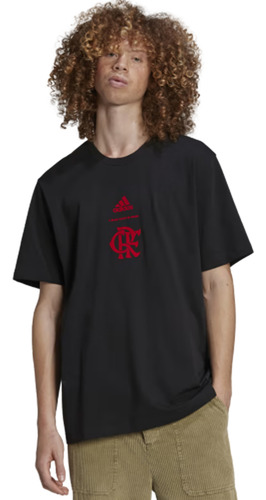 Camiseta adidas Flamengo 3-stripes Masculino - Preto E Verme