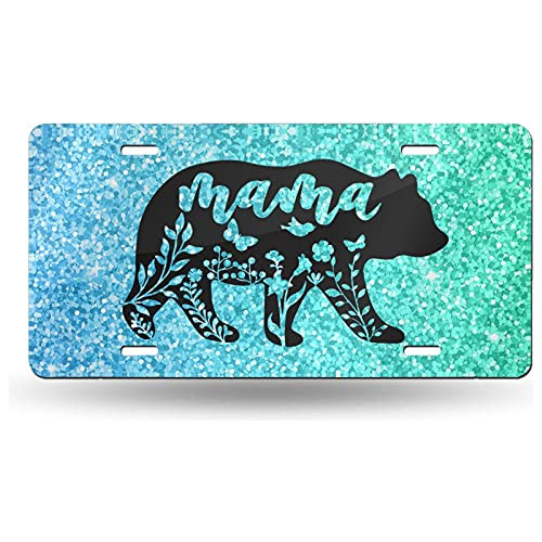 Placa De Matrícula Linda Mama Bear Glitter Bling Decor...