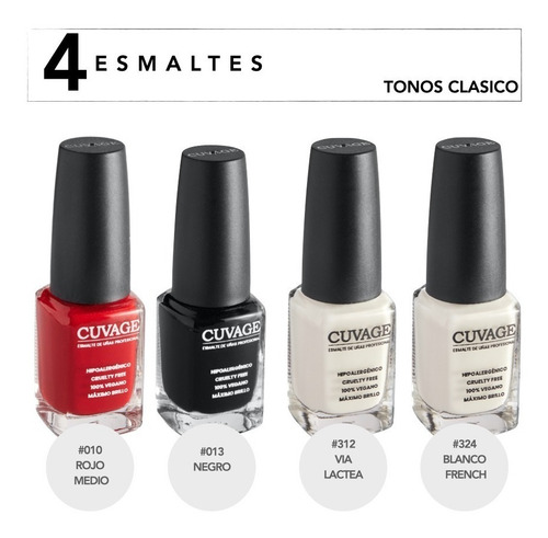 Imagen 2 de 2 de Kit Esmaltes Uñas Glitter X 4 - Cuvage Gibre Brillo Colores