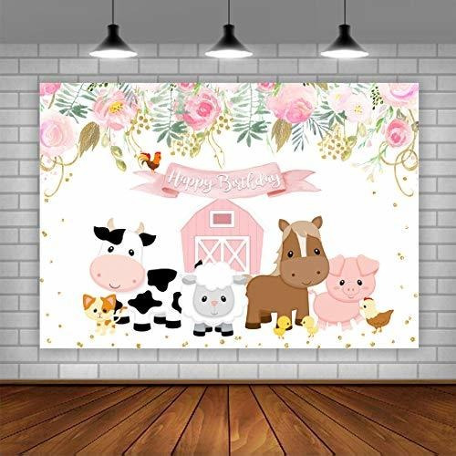 Lofaris Pink Farm Animals Cumpleaños Little Princess 9w3yp