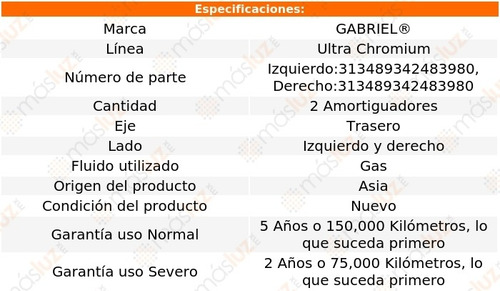 Kit 2 Amortiguadores Tra Ultra Chromium Grand Cherokee 11/13