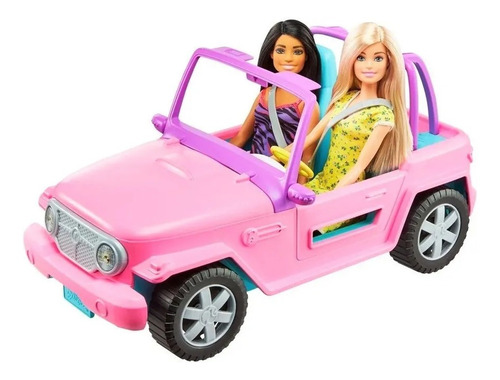 Barbie Jeep Rosa Con Amiga