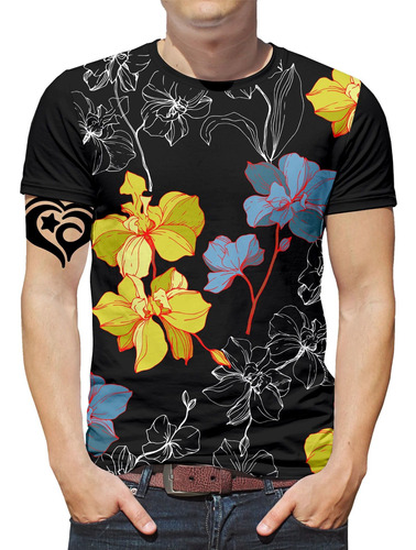 Camiseta Floral Masculina Florida Infantil Blusa Roupa Est4
