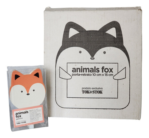 Conjunto Porta Retrato E Gancho Parede Raposa Fox Tok Stok Laranja Raposa