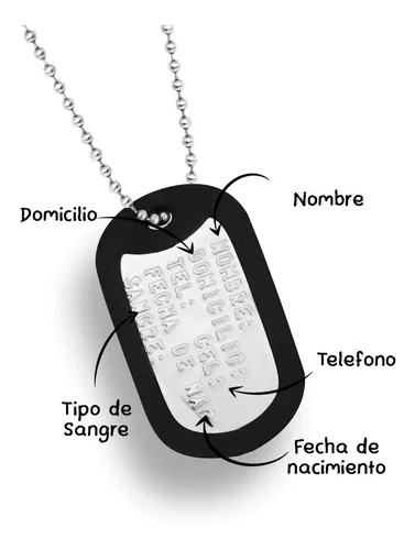 Tremendo Perth Blackborough excusa Placa Identificacion Militar Tipo Dog Tag Personalizado