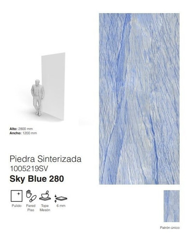 Piedra Sinterizada, Ovefland,  Sky Blue 280 1200x2800x6mm