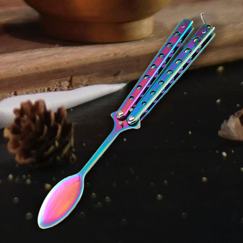 3 Butterfly Spoon Colorful Handle Training Spoon