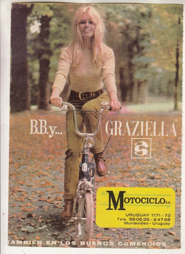 1971 Brigitte Bardot Publicidad Bicicleta Graziella Uruguay