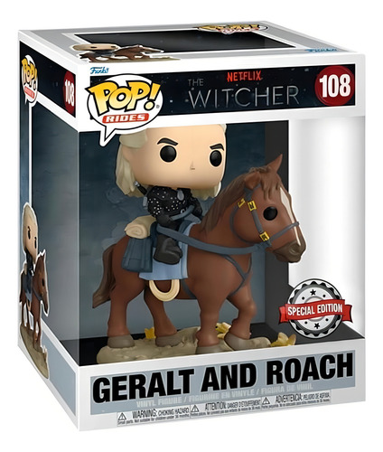 Boneco Funko Pop Netflix El brujo Geralt y Roach 108