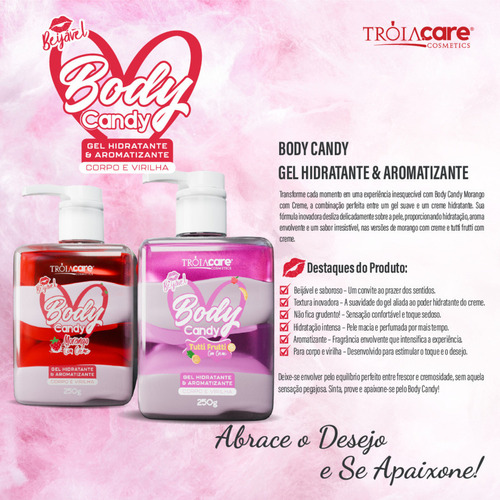 Lubrificante e gel íntimo Troia Care Body Candy sabor tutti frutti com creme 250mL 250g