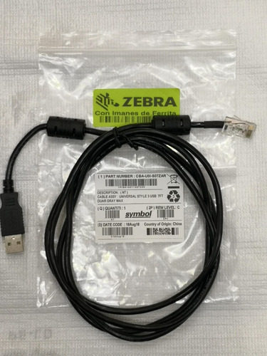 Cable Usb Para Lector Symbol Ls2208 Ls9208 Ls3578 M2007