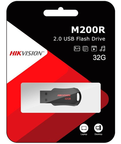 Imagen 1 de 3 de Pendrive 32gb Hikvision M200r Usb Almacenamiento Pc Notebook Color Negro/rojo