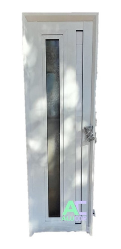 Puerta Aluminio Blanco 60 X 200 Con Ventana De Abrir