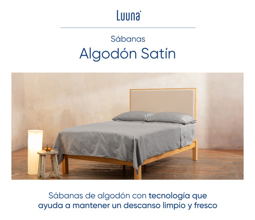 Juego De Sábanas Luuna Algodón Satín, Individual Color Gris