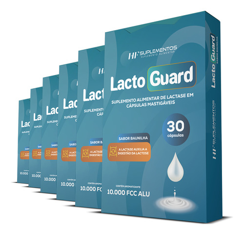 6x Lacto Guard 30 Caps Mastigável Sabor Baunilha Hf