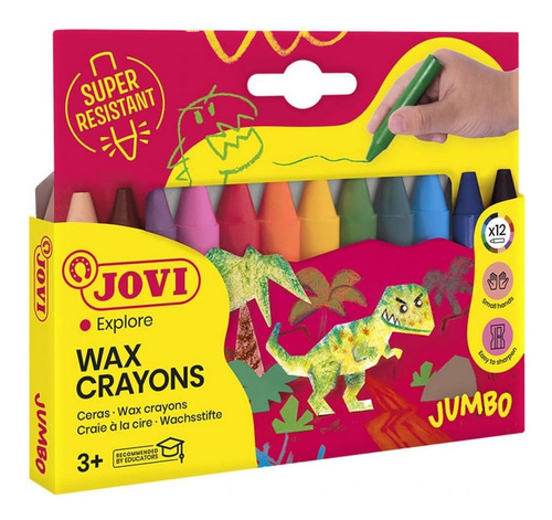 Set De 12 Crayones Cera Jumbo De Colores Jovi
