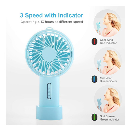 Ventilador Portátil Ipow Mini 3 Velocidad, Ángulo Ajustable,