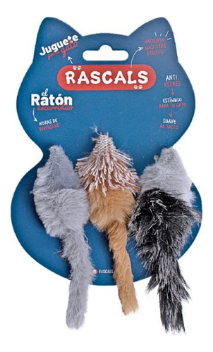 Rascals Juguete Para Gatos Set 3 Ratoncitos Colores Surtidos