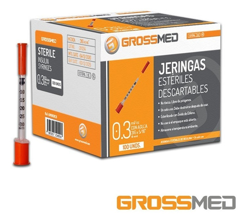 Jeringa De 0,3 Cc Con Aguja 31g X 5/16 Cjx100 Unds- Grossmed