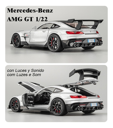 Mercedes Benz Amg Gt Miniatura Metal Coche Deportivo 1/22