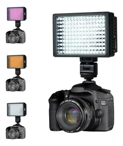 Foco Led 160 Luces Flash Cámara Videograbadora + 2 Filtros