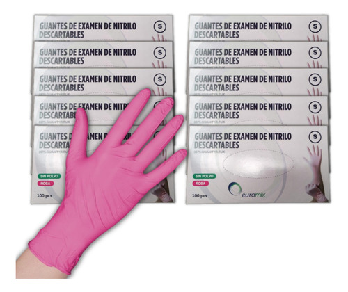 Guantes Nitrilo Rosa | Euromix | Cajón/bulto De 10 Cajas