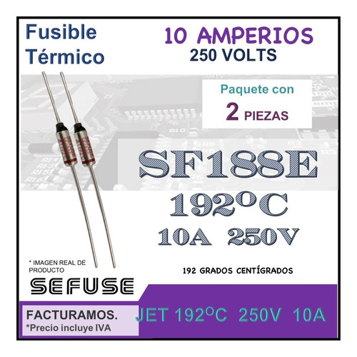 2pz Fusible Térmico Sf188e | Sefuse 192ºc 10a 250v