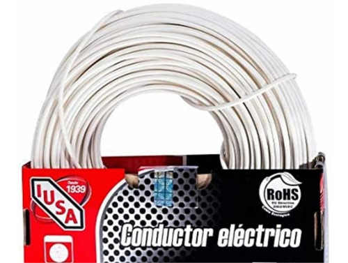 Rollo De Cable Calibre 10 Iusa Color Blanco 100% Cobre 100m
