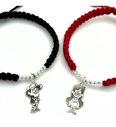 Pulseras Ajustables Dipper Mabel Gravity Falls Plata Sw925