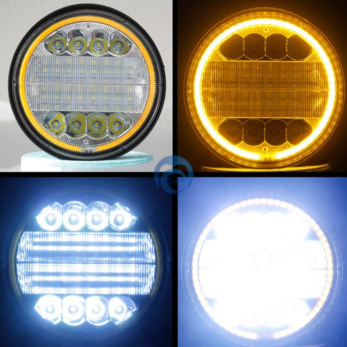 Imagem 5 de 8 de Kit 10 Farol De Milha Redondo Led 12-24v Trator Agricola 72w