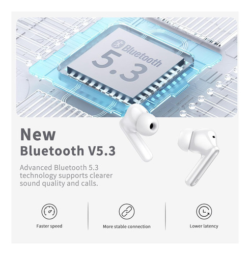 Wireless Earbud, Bluetooth 5.3 Headphones Deep Bass With 4 H