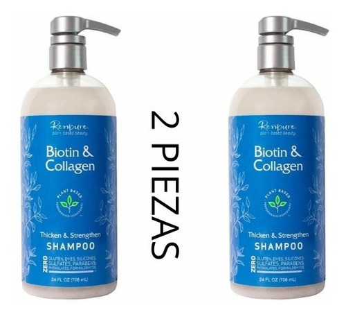 Shampoo Con Biotina Y Colageno,estimulante, Renpure 2pza