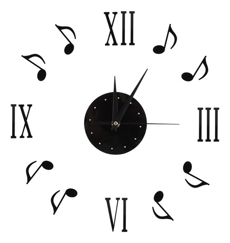 Reloj De Pared Con Placa De Vinilo, Diseño De Notas Musicale