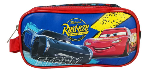 Cartuchera Premium 2 Bolsillos Cars Lightning Mcqueen & Stor Color Azul