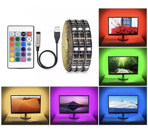 Fitaled Rgb 2m Usb 5v Iluminação De Fundo Tv Pc Com Controle