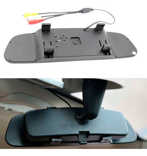 Kit Retrovisor Lcd C/camera Visao Colorida + Sensor Re Preto