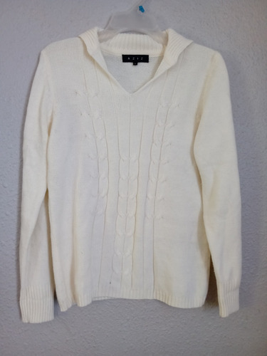 Sweater Blanco Lana Talla L Mujer. Usado.(d184)