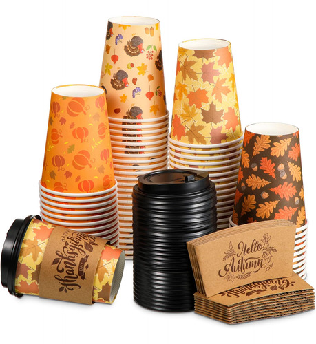 Yungyan Paquete De 100 Vasos De Otoño De 12 Oz Tazas De Café